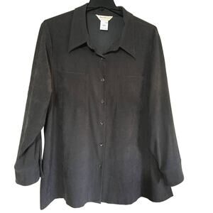 Norm Thompson Women's 3X Brown Faux Suede Button Up Long Sleeve Shirt or Jacket